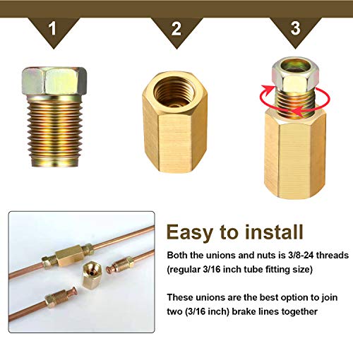 3/8 Inch-24 Threads Brake Line Fittings Assortment for 3/16 Inch Tube Q97543