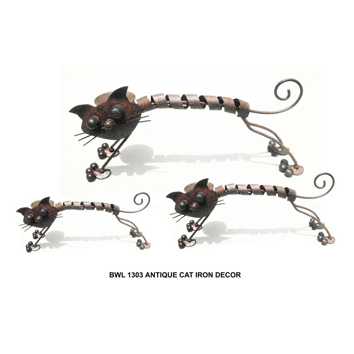 Set of 3 Iron Cat Decor R7236