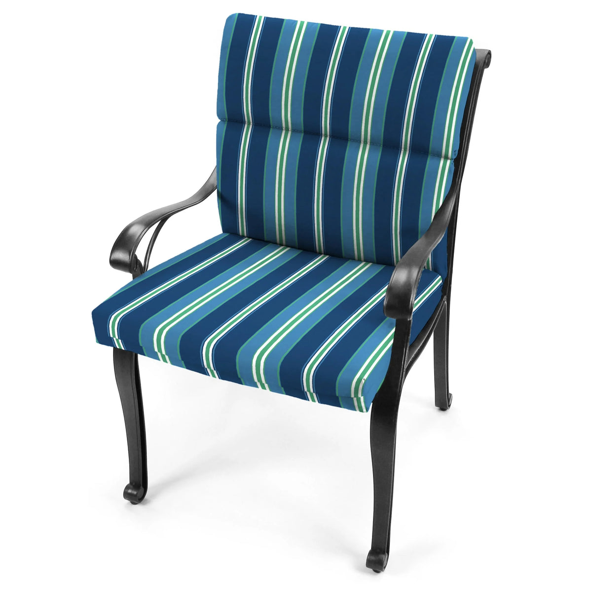 Mulberry Red Stripe Rectangular Outdoor Chair Cushion with Ties V680