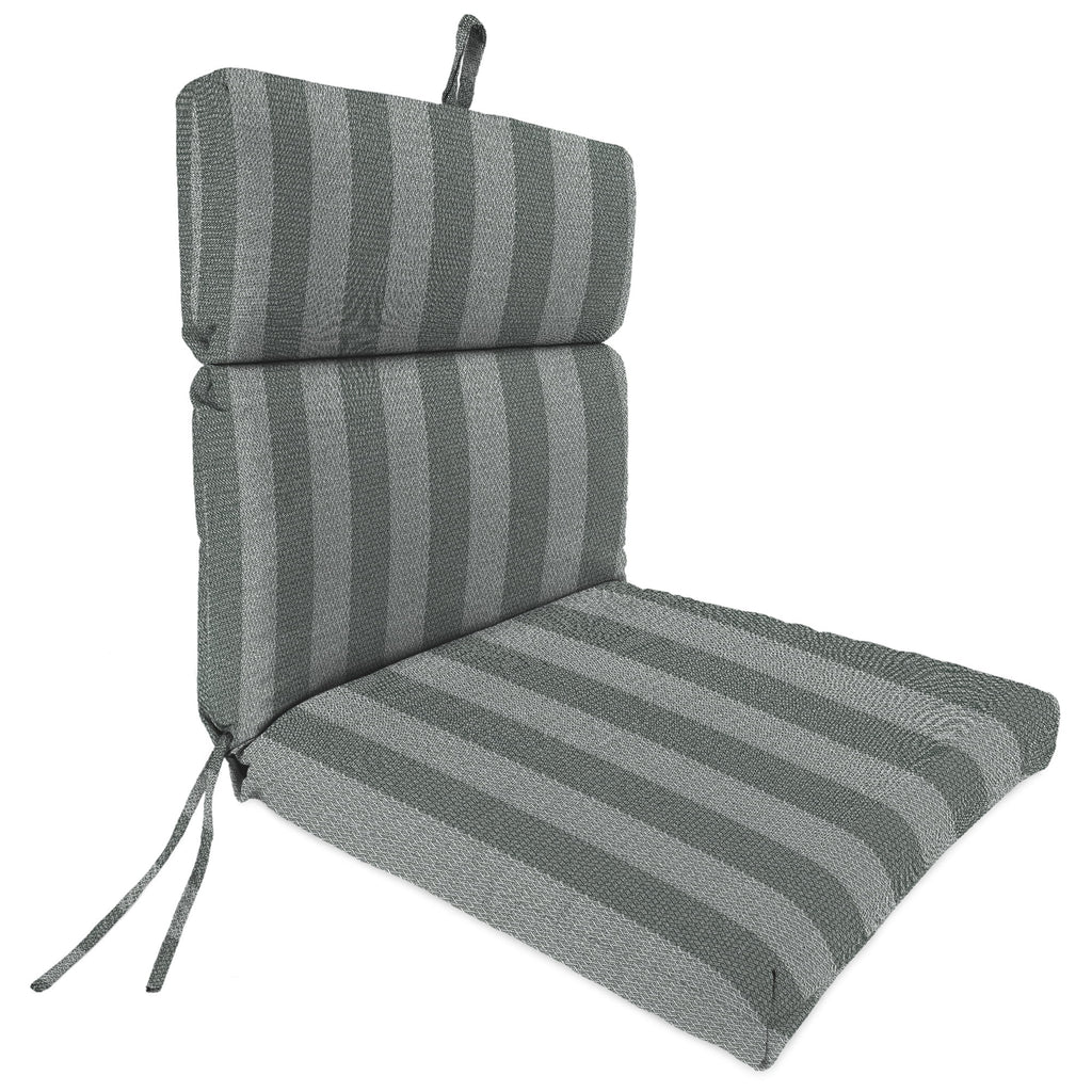Mulberry Red Stripe Rectangular Outdoor Chair Cushion with Ties V680