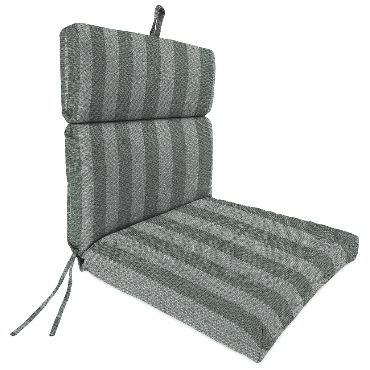 Mulberry Red Stripe Rectangular Outdoor Chair Cushion with Ties V680