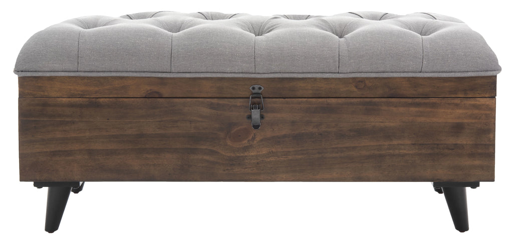 Grey Linen Storage Ottoman Q4341