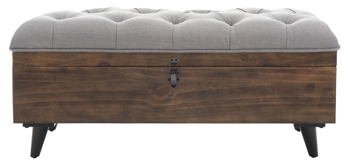 Grey Linen Storage Ottoman Q4341