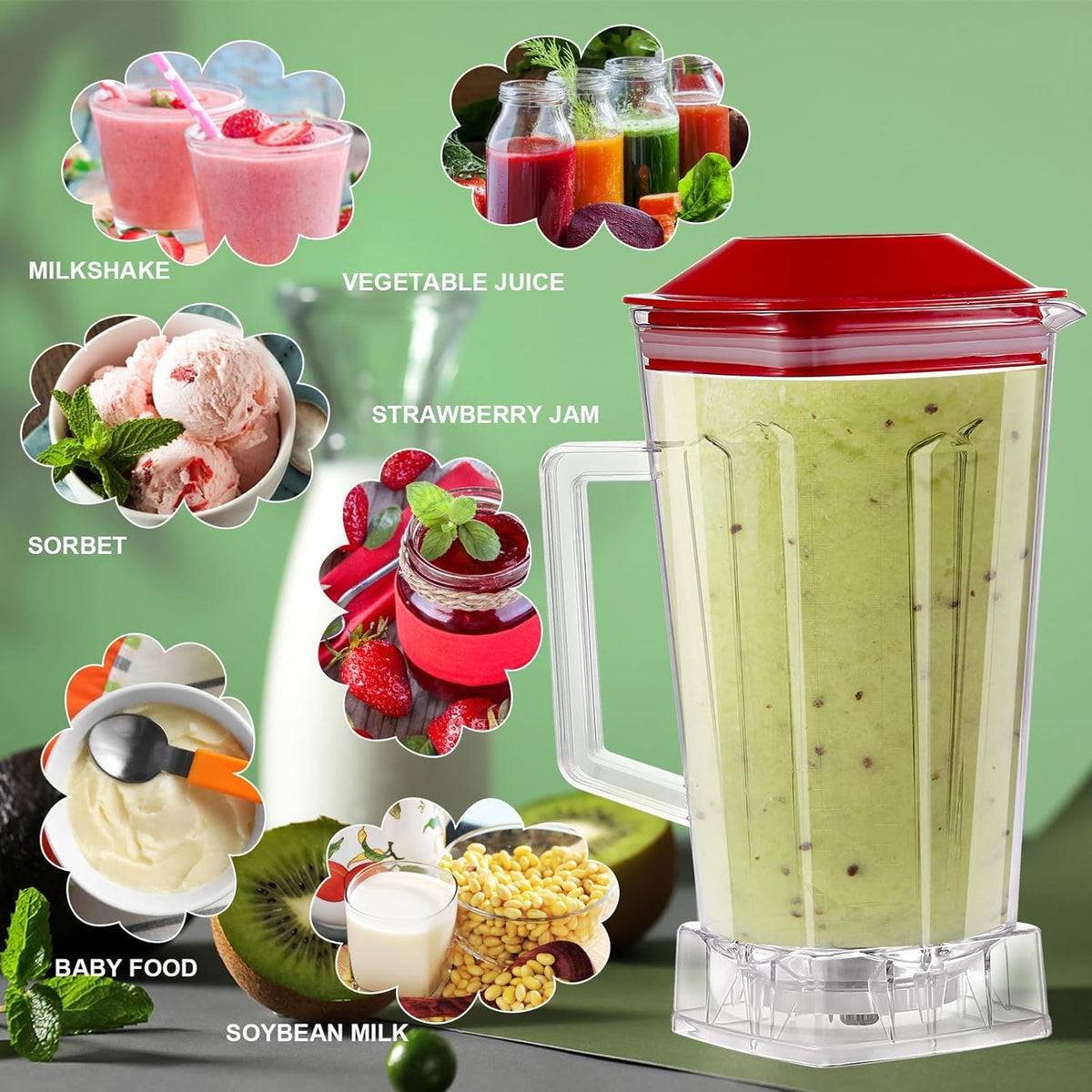 64 OZ Blender Pitcher with Red Lid D705888
