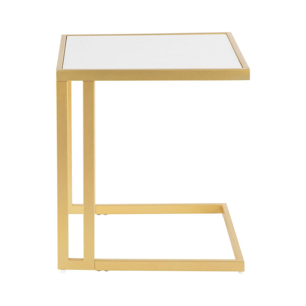 Gold Metal White Marble Side Table U919