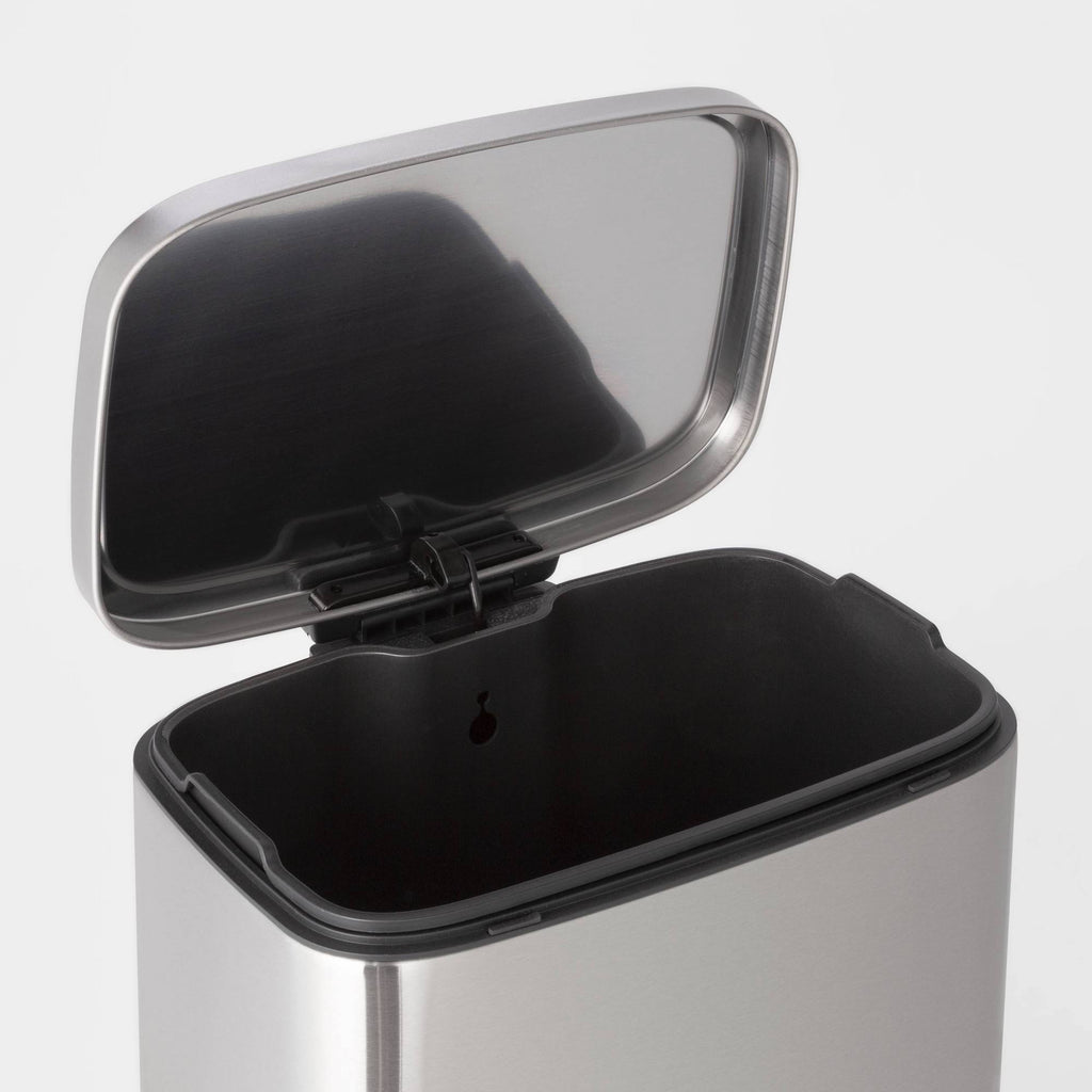 45L Rectangular Step Trash Can Silver L382603