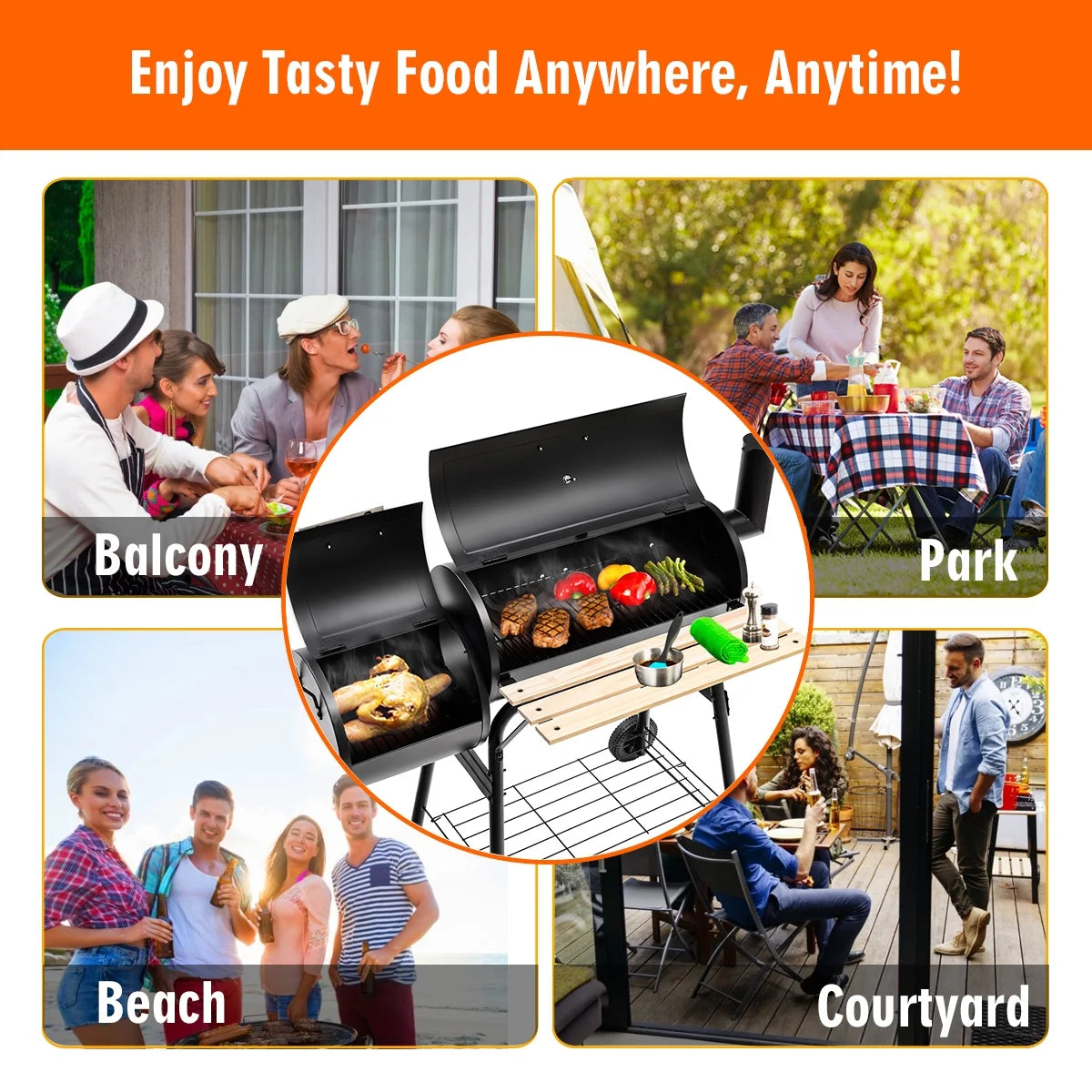 Outdoor BBQ Charcoal Grill Smoker P219
