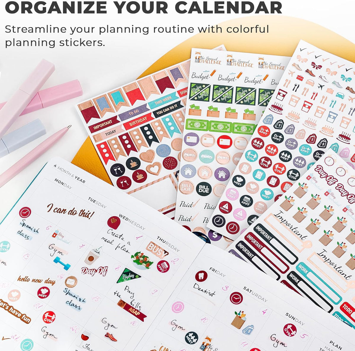 14 Sheets Set of 1360+ Planner Stickers E133