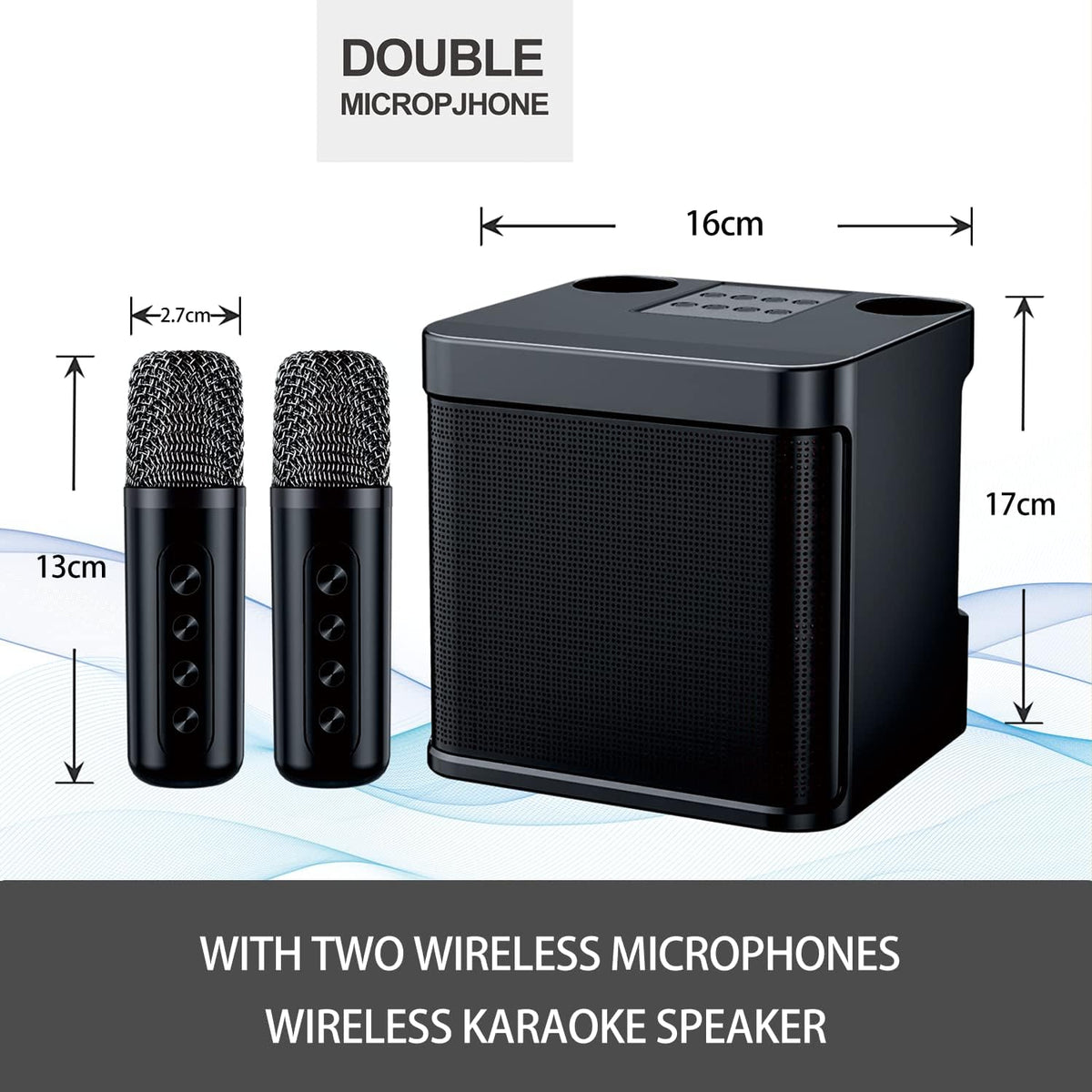 Wireless Karaoke Machine Bluetooth Speaker with 2 Wireless Microphones Q589743