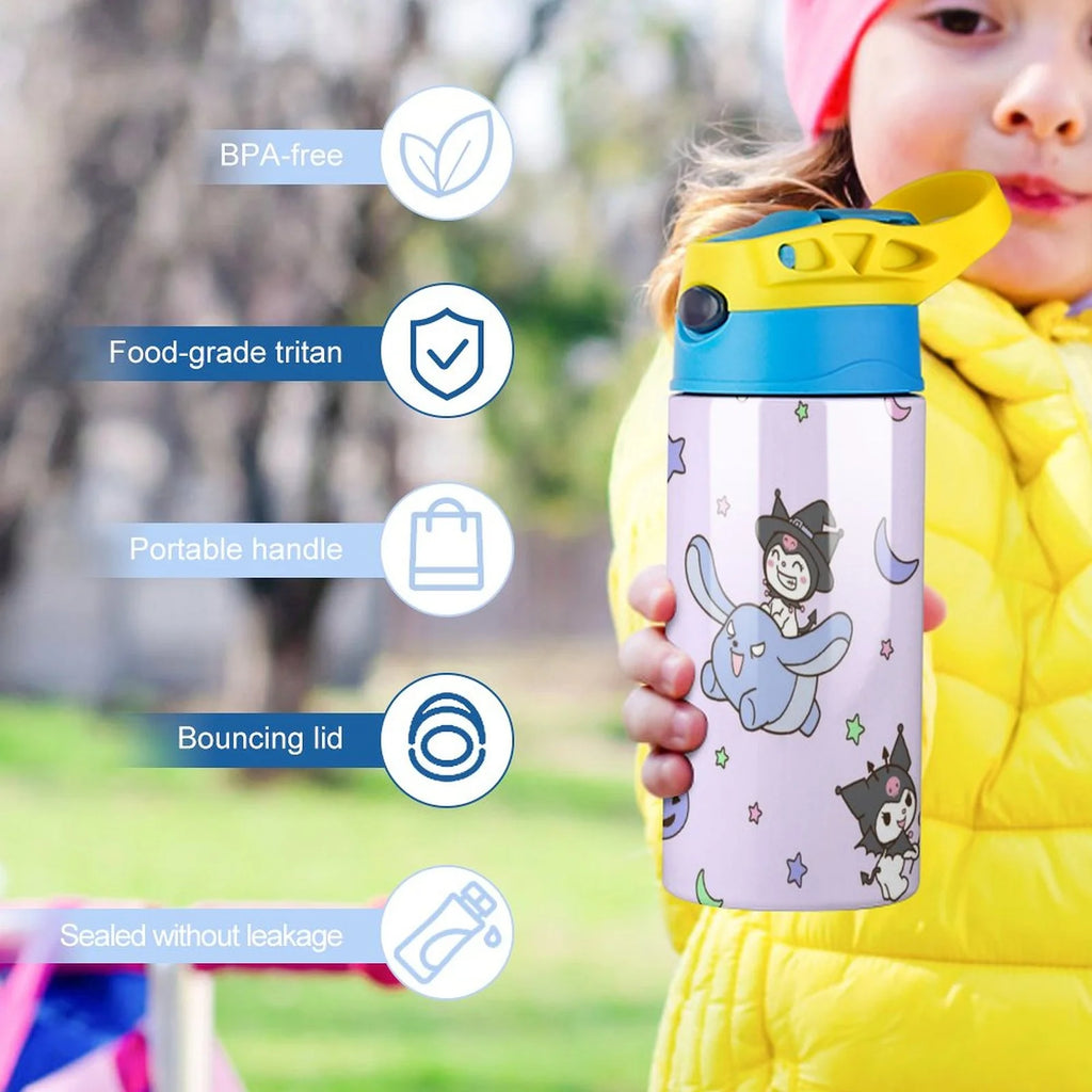 Children's Vacuum Insulated Stainless Steel Water Bottle With Straw H43074
