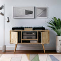 Natural Finish Wood Entertainment Cabinet with Doors A77955