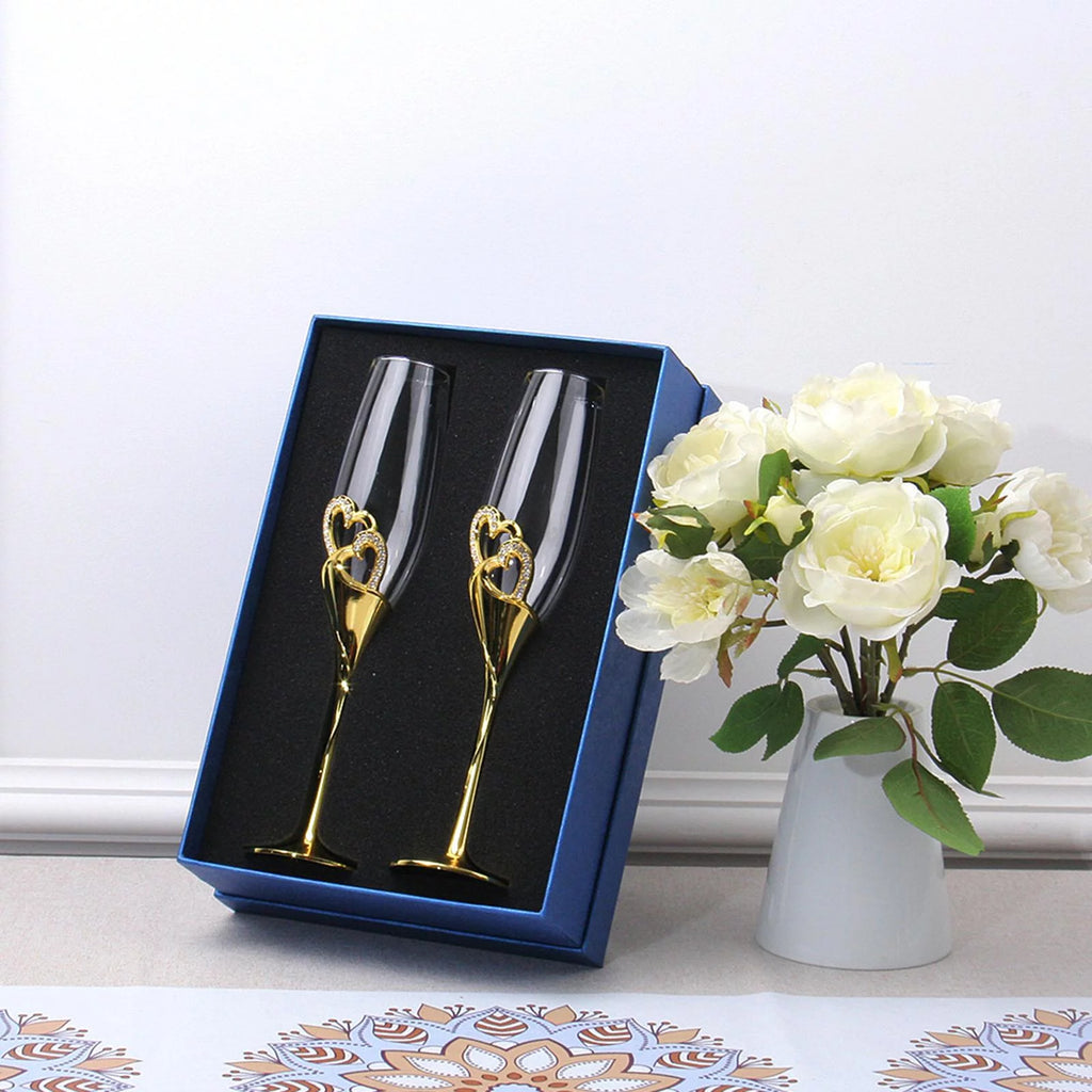 Champagne Flutes Glass Set of 2 Hand Blown Crystal P1068