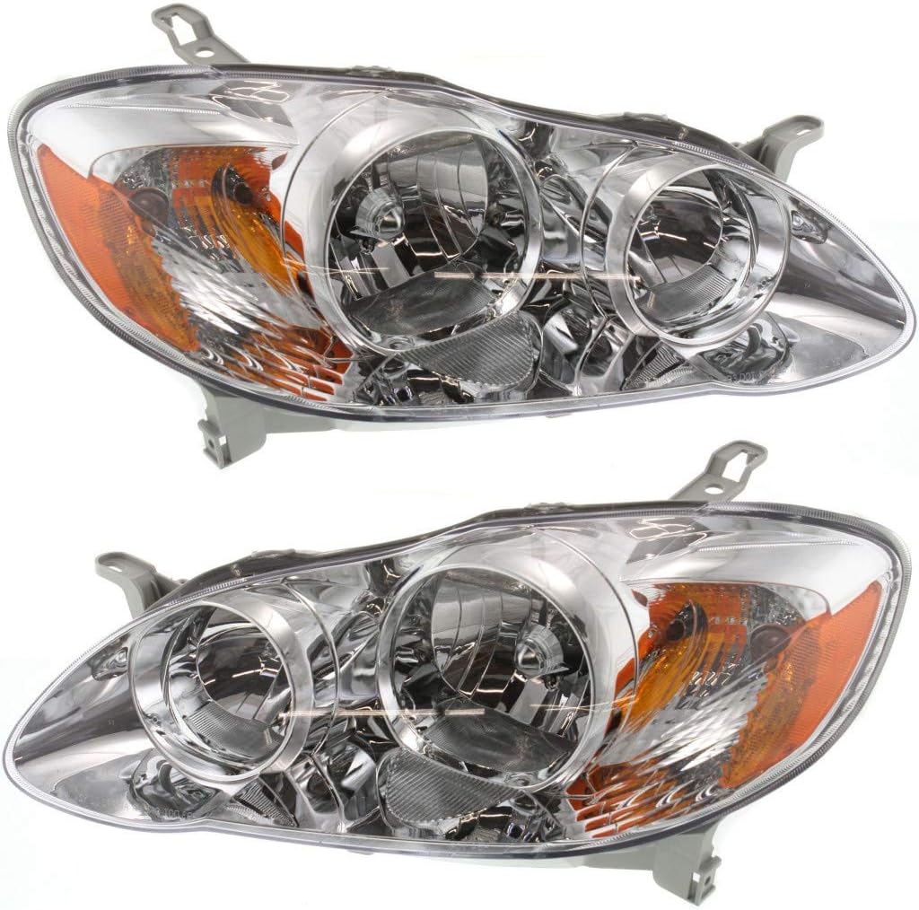 2005-2008 Toyota Corolla Headlight Assembly Driver and Passenger Side with Bulbs M411