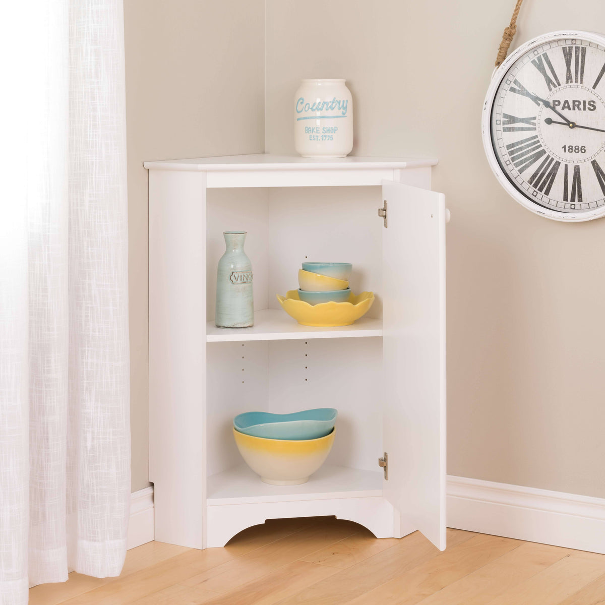 White Corner Storage Cabinet Q6661