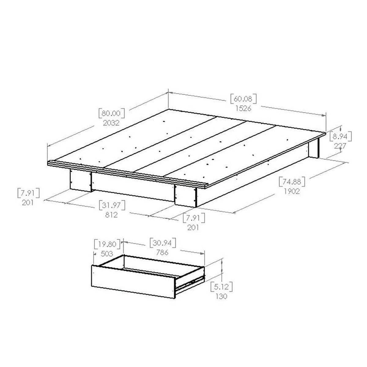 Queen Bed and Nightstand and 6 Drawer Dresser Set in Gray Oak T1218
