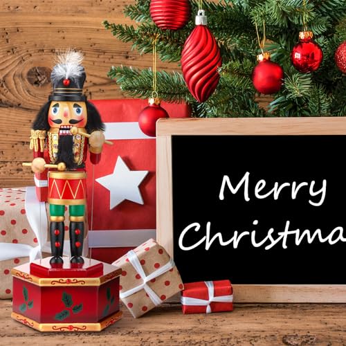Nutcracker Music Box Wooden Nutcracker Soldier Toy Handmade Nutcracker Figures Christmas Nutcrackers Soldiers Wind up Musical Box Clockwork Christmas Music Box Z604
