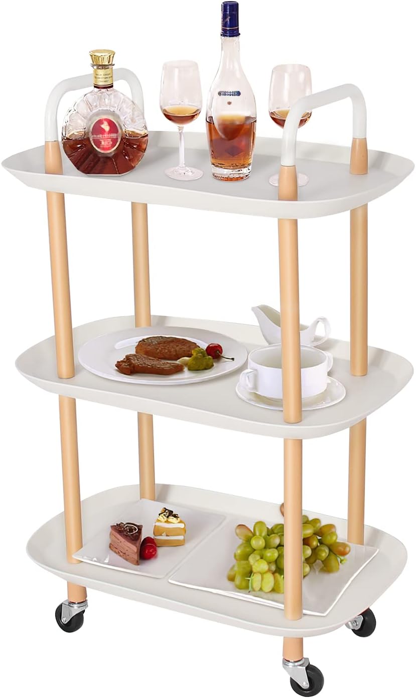 3-Tier Rolling Storage Cart with Lockable Wheels U680076