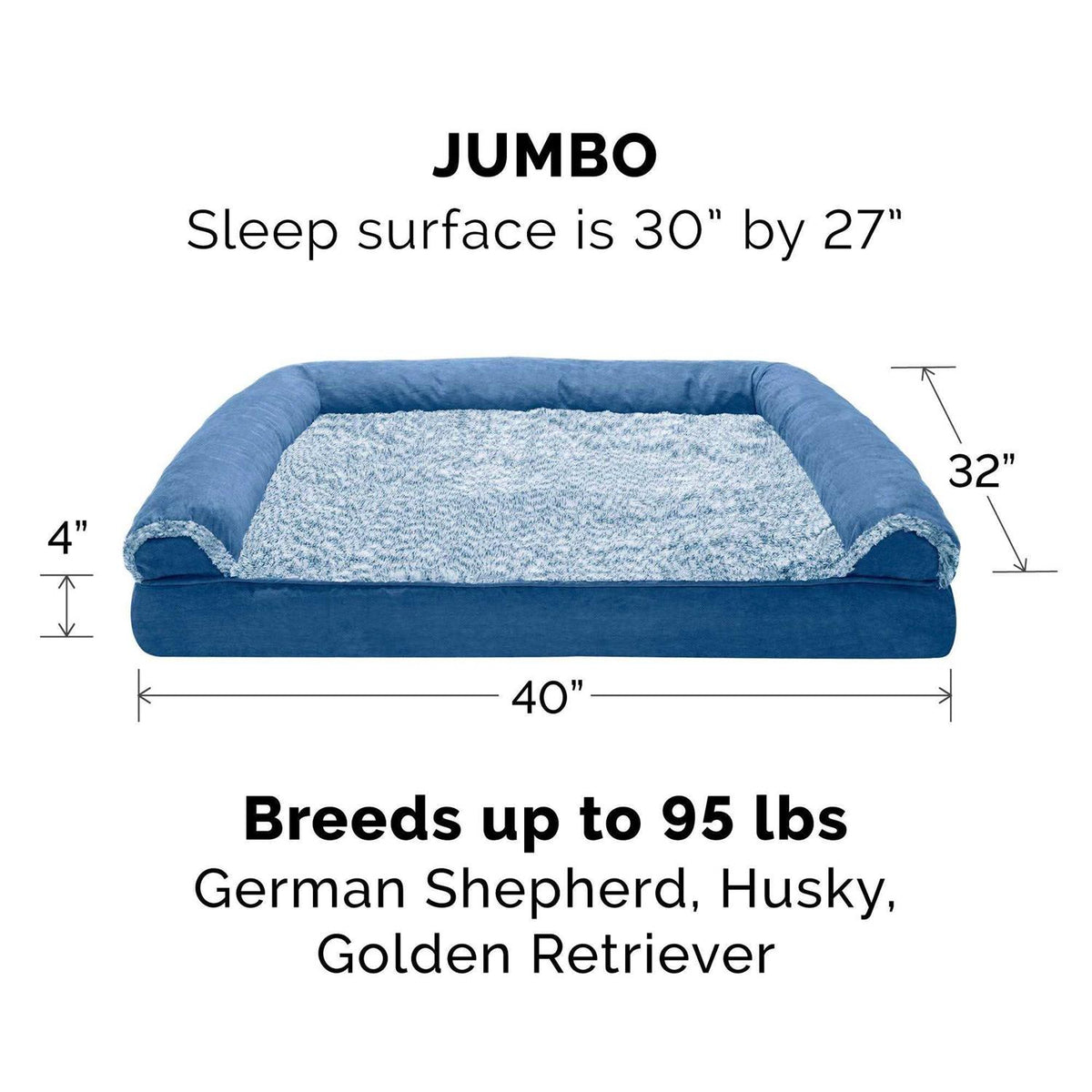 Two-Tone Faux Fur Suede Orthopedic Sofa Dog Bed V1031