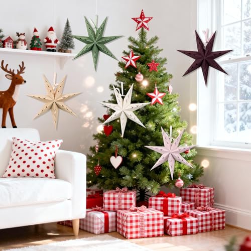 Flocked Paper Star Lantern 12 inch Foldable Q470