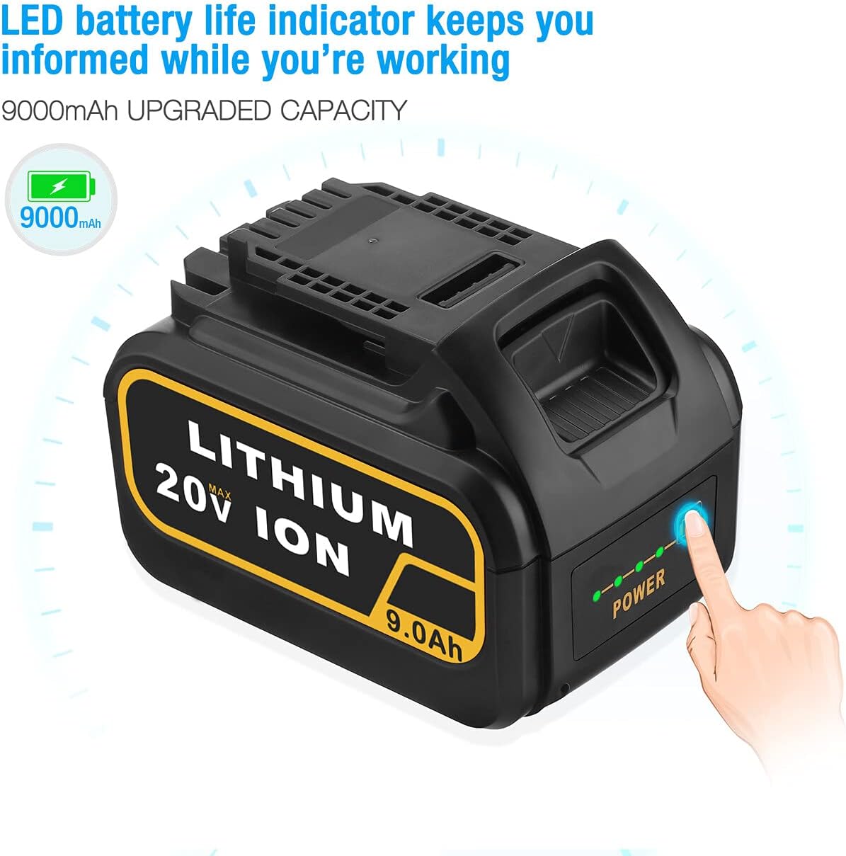 20V 9.0Ah Replacement Battery Pack of 2 X804