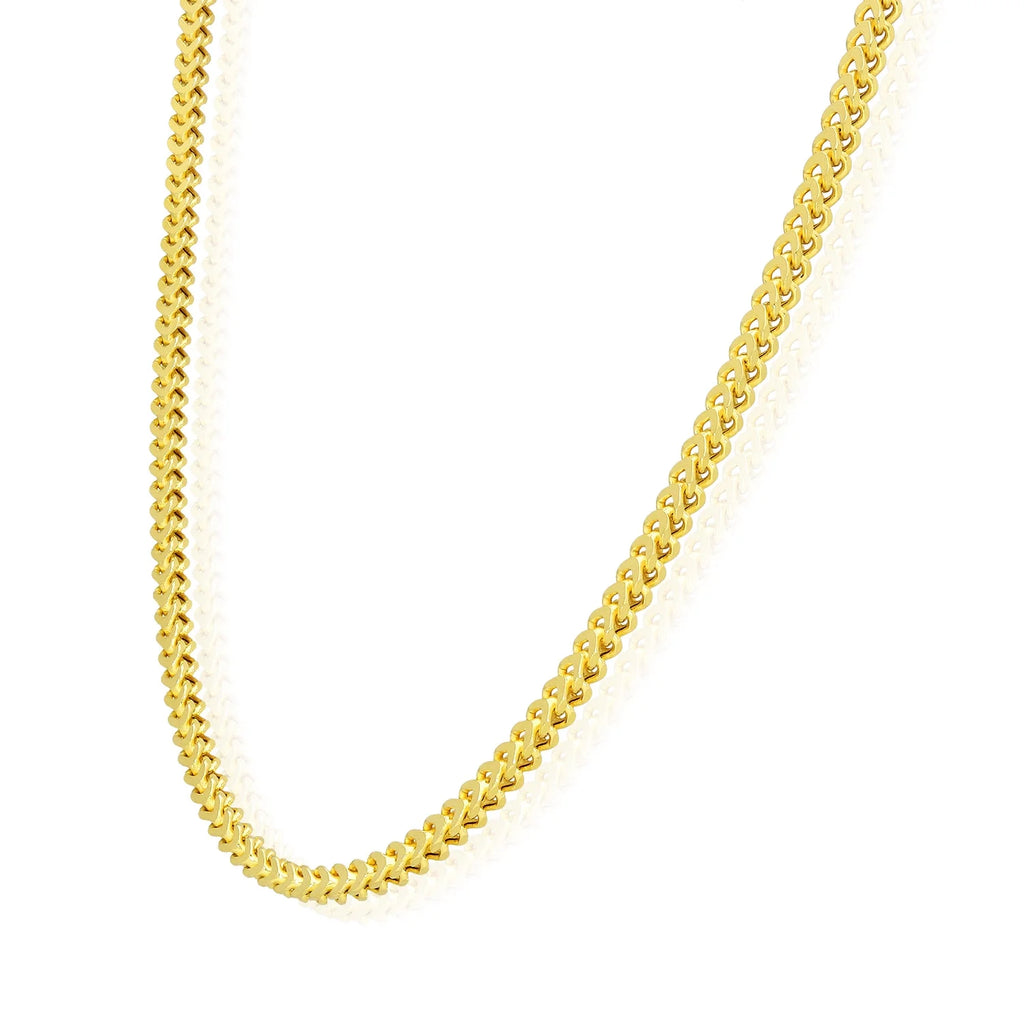 18K Gold Over Silver Hollow Franco Chain Necklace 20"-30" G1224