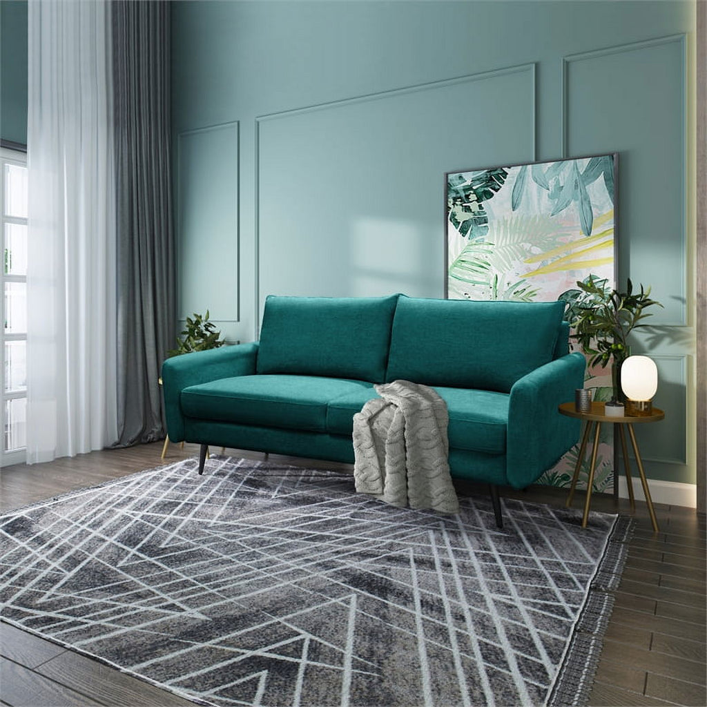 Teal Blue Fabric Sofa W114