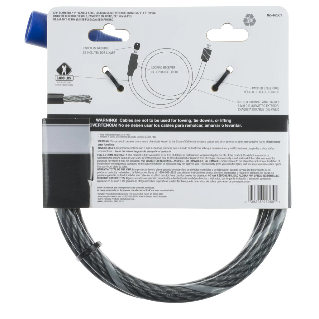 5/8in x 6ft Steel Keyed Cable Lock D23075