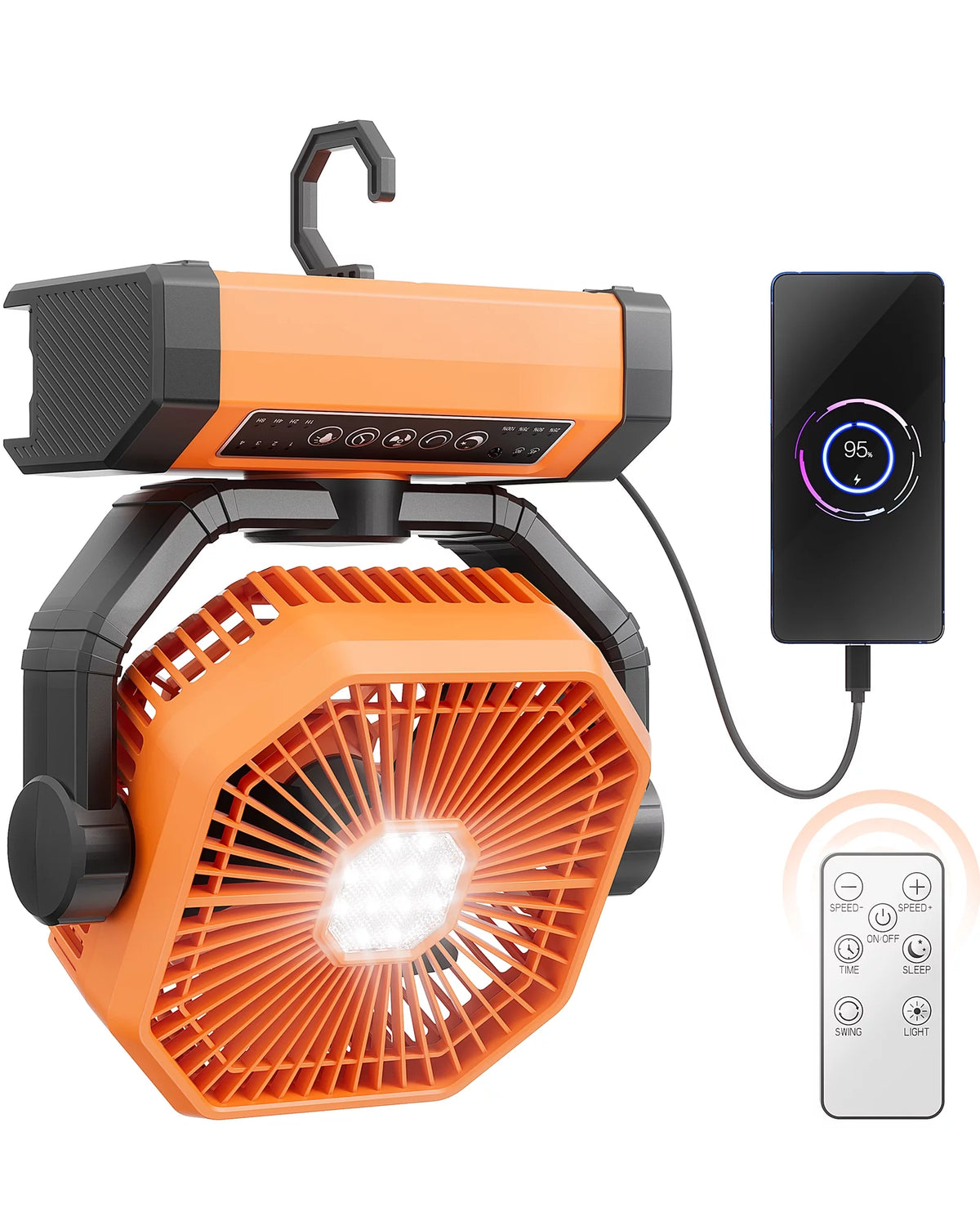 Portable Camping Fan 20000mAh Rechargeable with LED Lantern T294951
