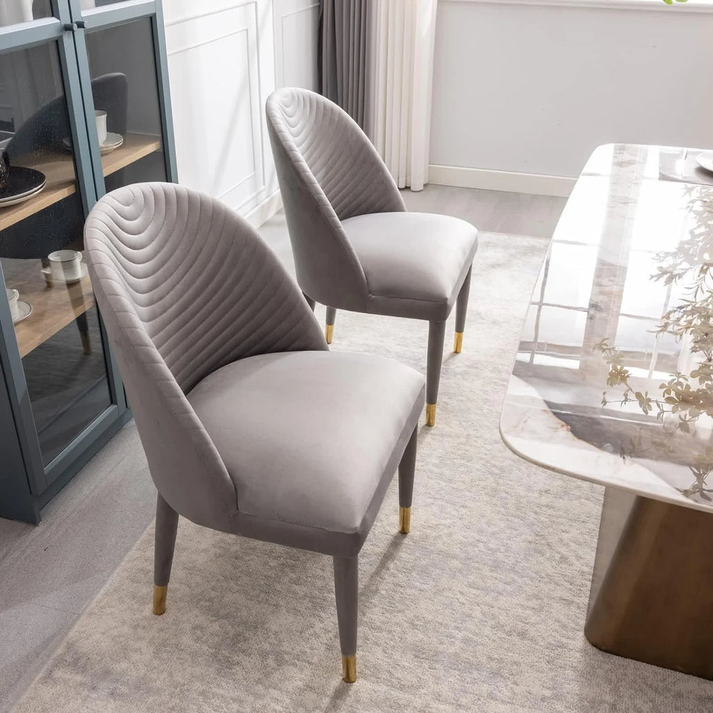 Velvet Upholstered Dining Chairs Set of 2 with Gold Legs N508428