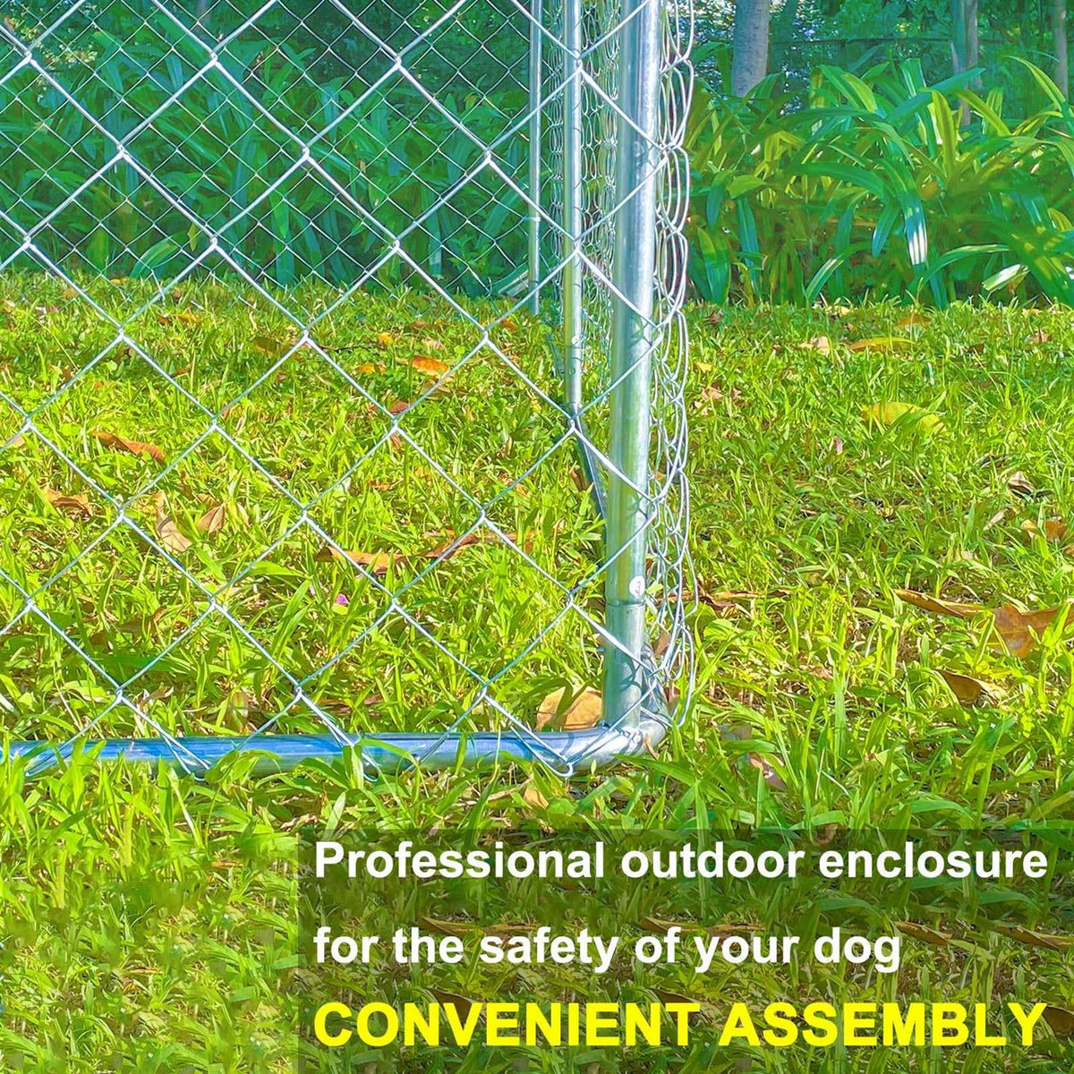 10ft x 10ft Outdoor Metal Dog Kennel with Roof Q58088