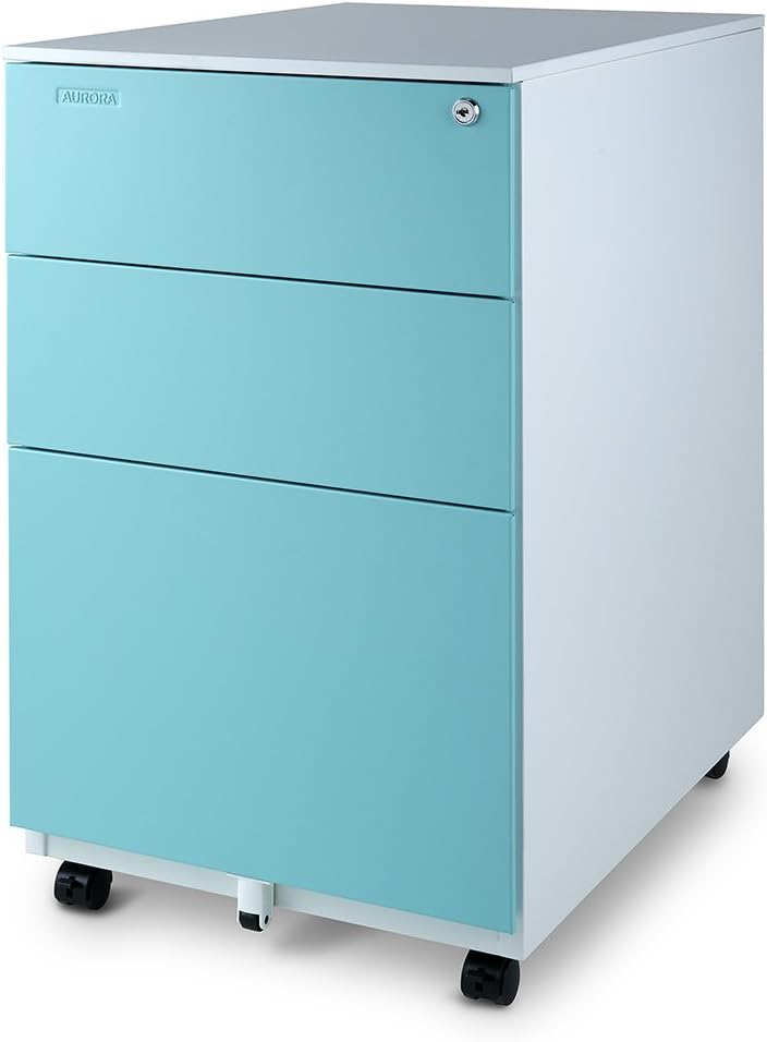White 3 Drawer Metal File Cabinet with Lock L417