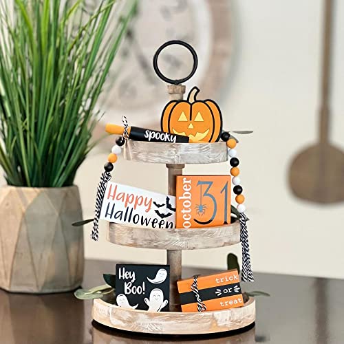 7 Pcs Halloween Themed Tiered Tray Decor Set X561