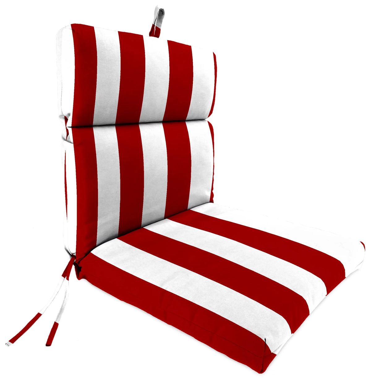 Mulberry Red Stripe Rectangular Outdoor Chair Cushion with Ties V680