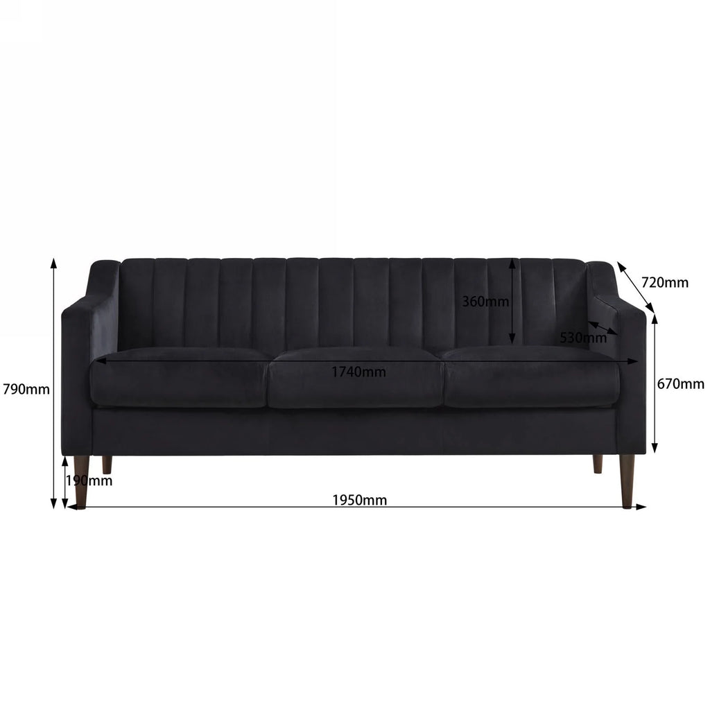 Velvet Upholstered Chesterfield Sofa with Wooden Legs Y7624