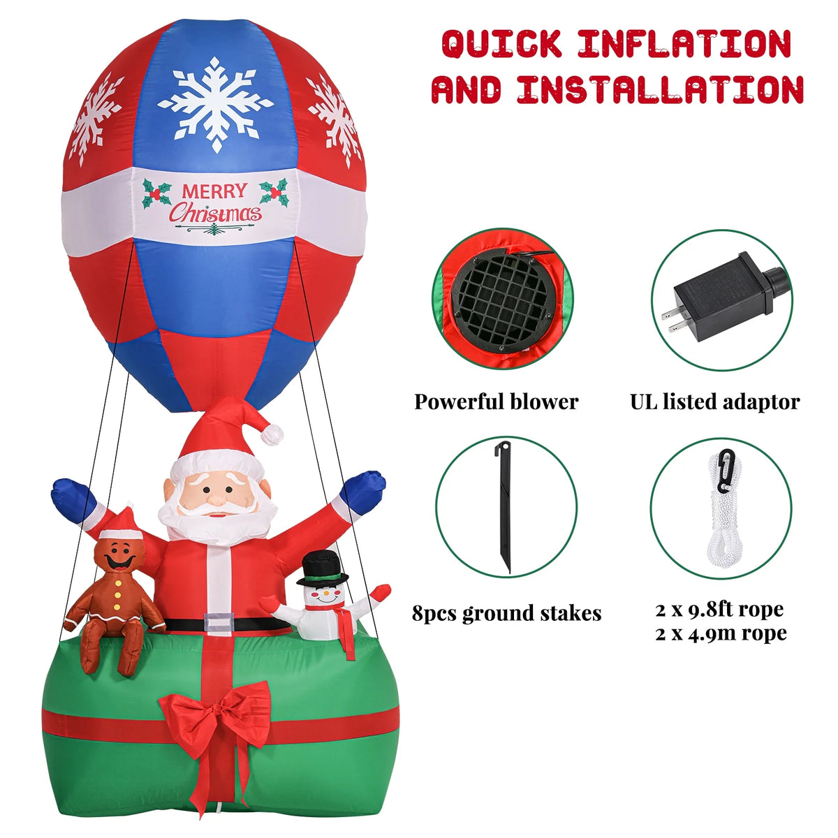LED Lighted Santa Christmas Inflatables Yard Decoration Z5450