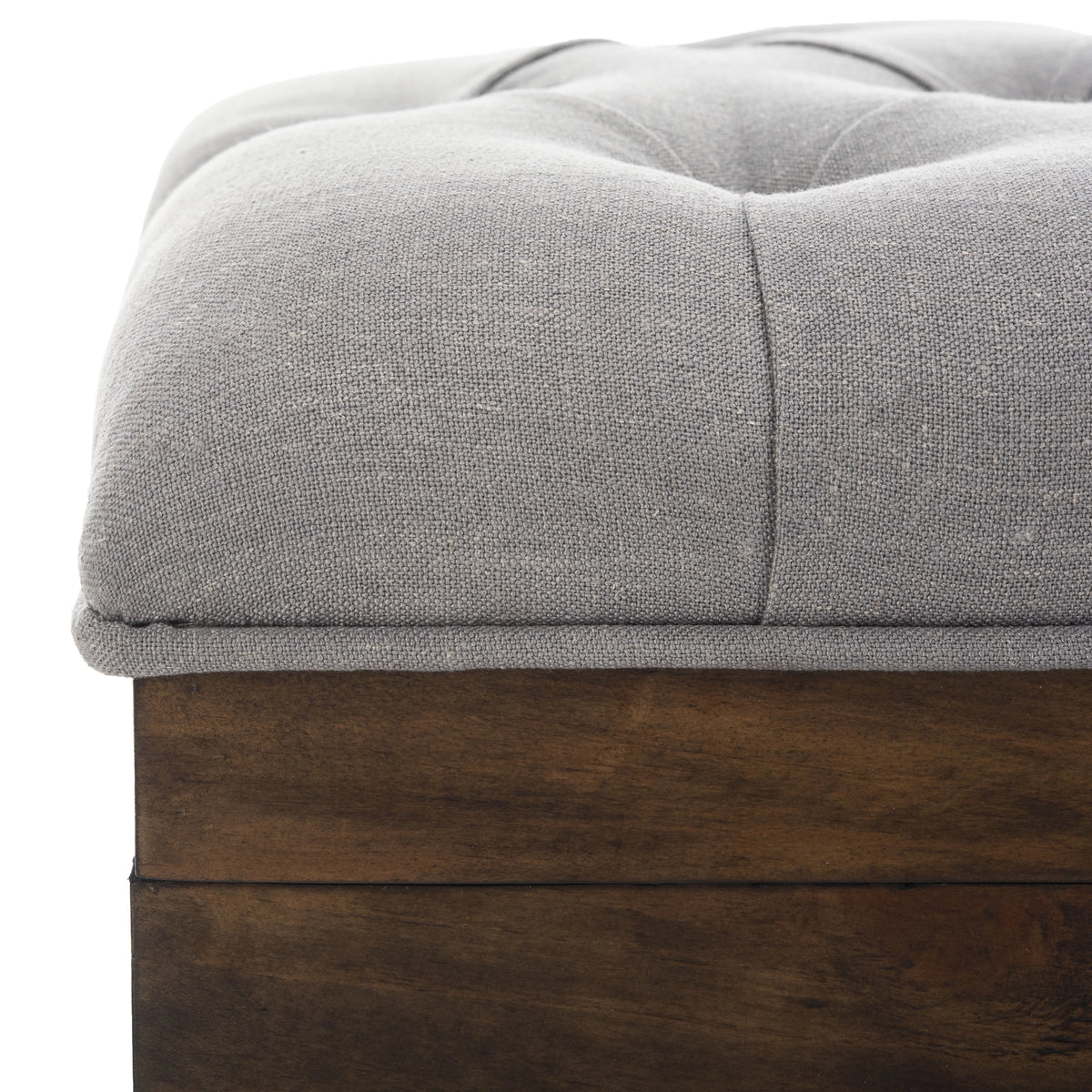 Grey Linen Storage Ottoman Q4341