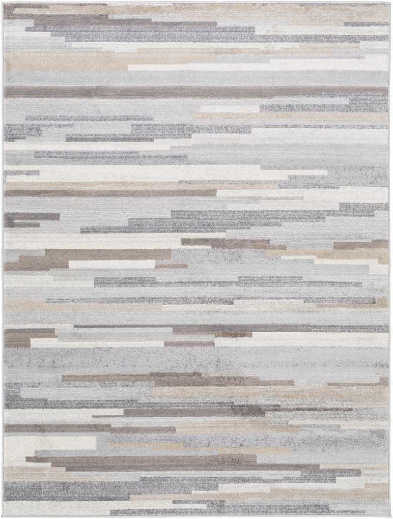 6x9 Gray Tan White Area Rug W678646
