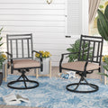Set of 2 Metal Swivel Outdoor Dining Chairs with Beige Cushions Z660937