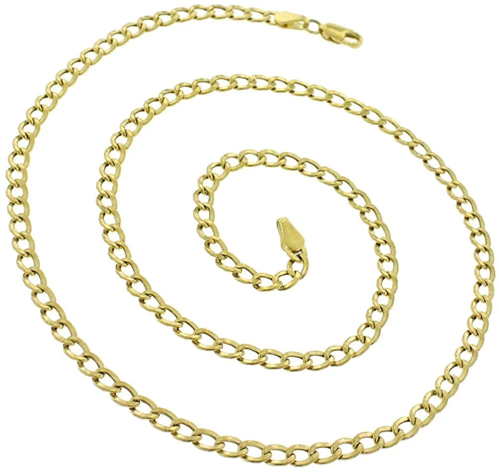 14K Yellow Gold 3.5mm Hollow Cuban Chain Necklace P67794