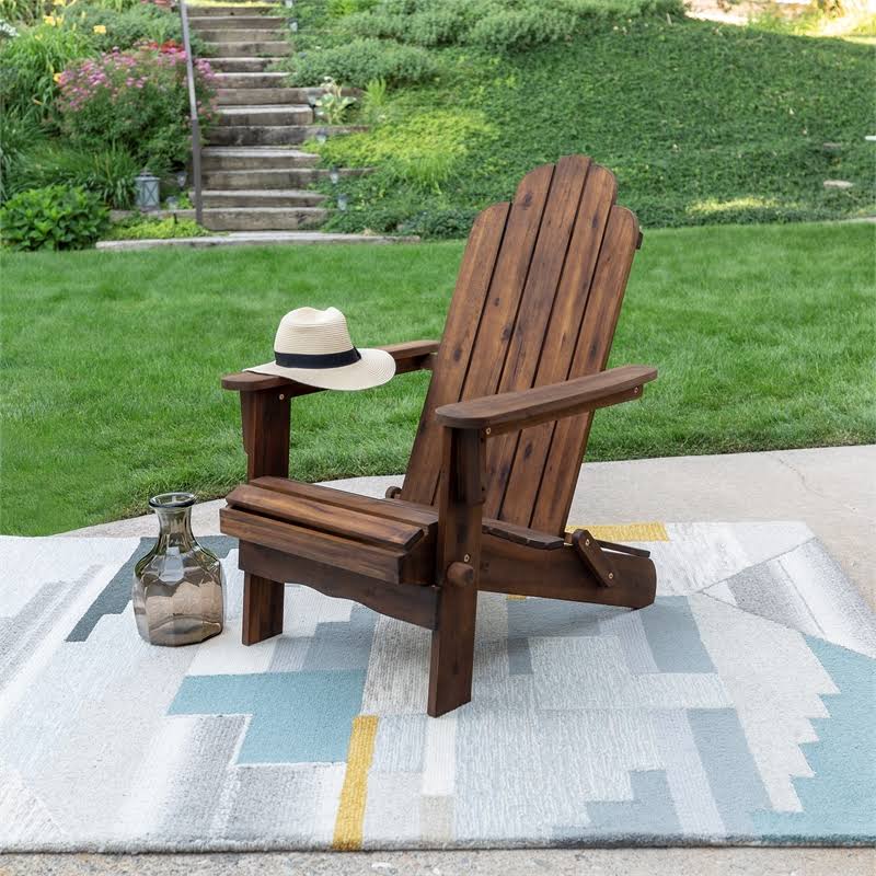 2 Piece Acacia Adirondack Chair Patio Set Dark Brown E942