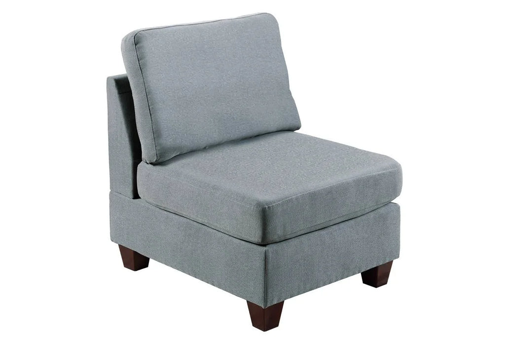 6 Pcs Gray Linen Like Fabric U-Shaped Sectional Sofa Set D104