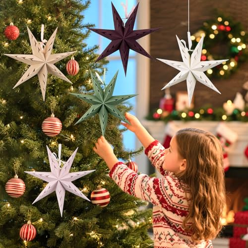 Flocked Paper Star Lantern 12 inch Foldable Q470