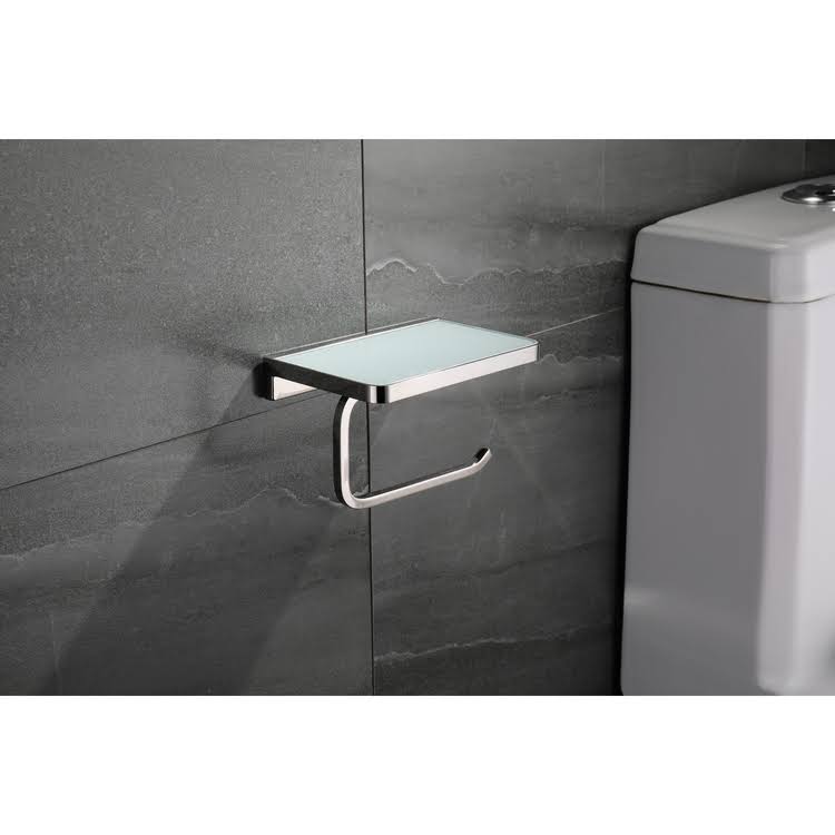 White Glass Shelf with Toilet Paper Holder F32111