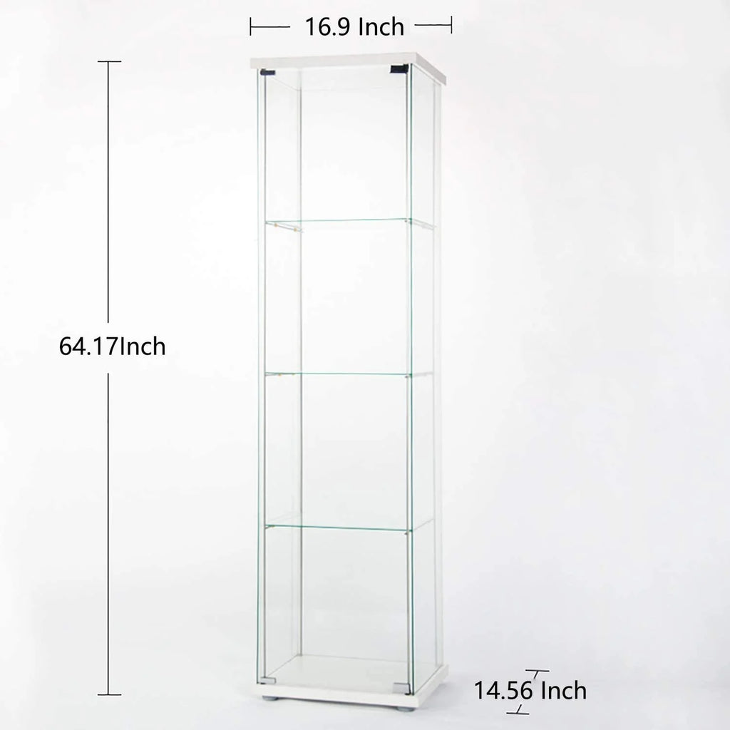 White Glass Display Cabinet with 4 Shelves E648331