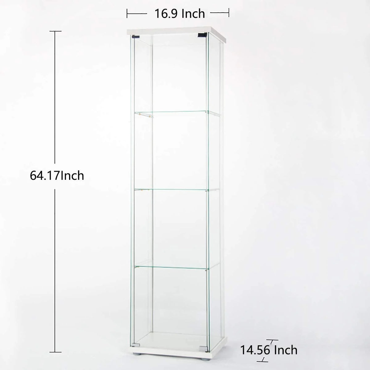 White Glass Display Cabinet with 4 Shelves E648331