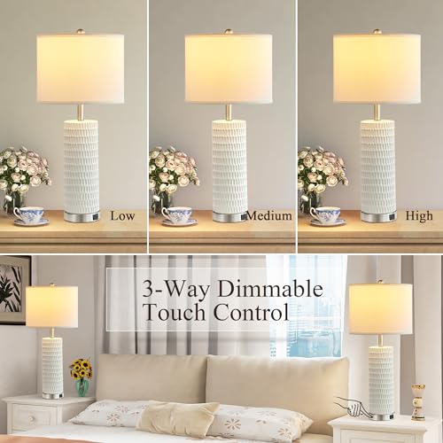 Set of 2 Tall Table Lamps with Dual USB Ports and Touch Control E44896