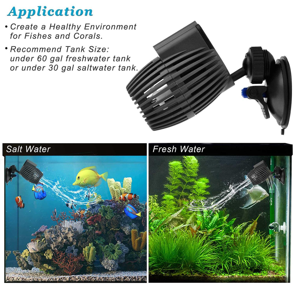 Aquarium Wave Maker Powerhead Submersible Pump with Suction Base G4063