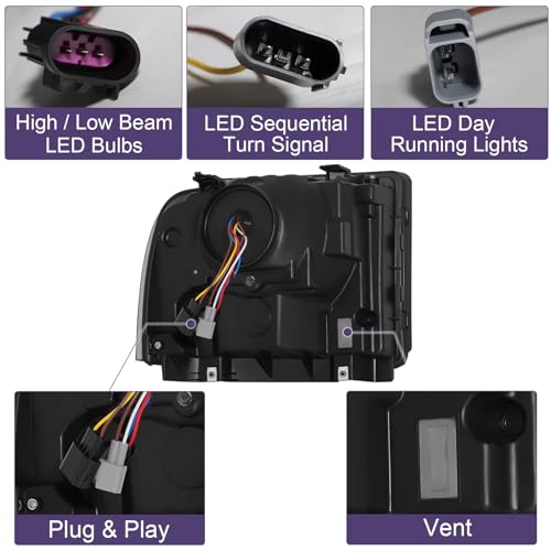 Black LED Projector Headlight Assembly Y405544