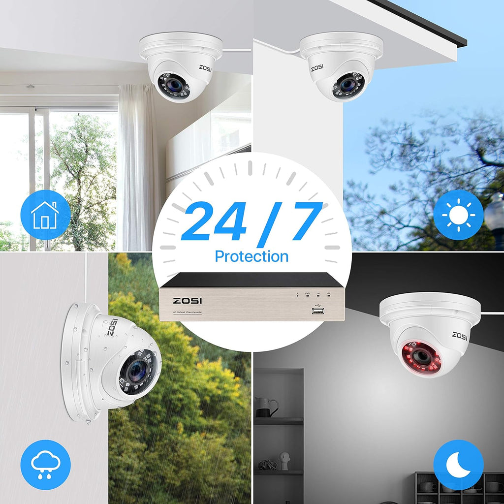 8CH 5MP PoE Security Camera System with 2TB HDD and 8pcs Wired 5MP Indoor Outdoor IP Cameras Z522639