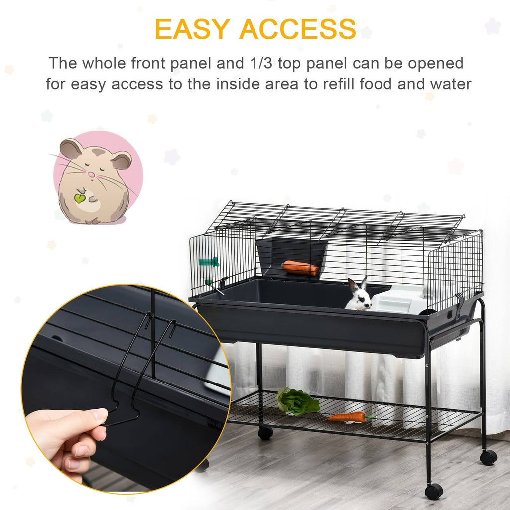 Small Animal Cage Rolling Rabbit Hutch with Detachable Stand B5977